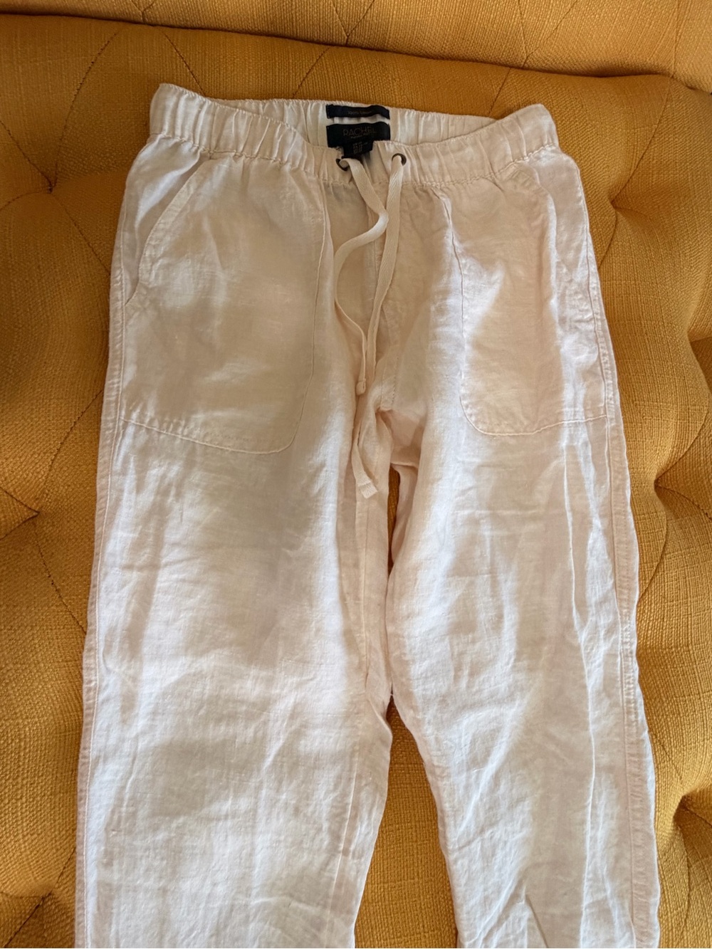 RACHEL Rachel Roy Cream Linen Drawstring pants